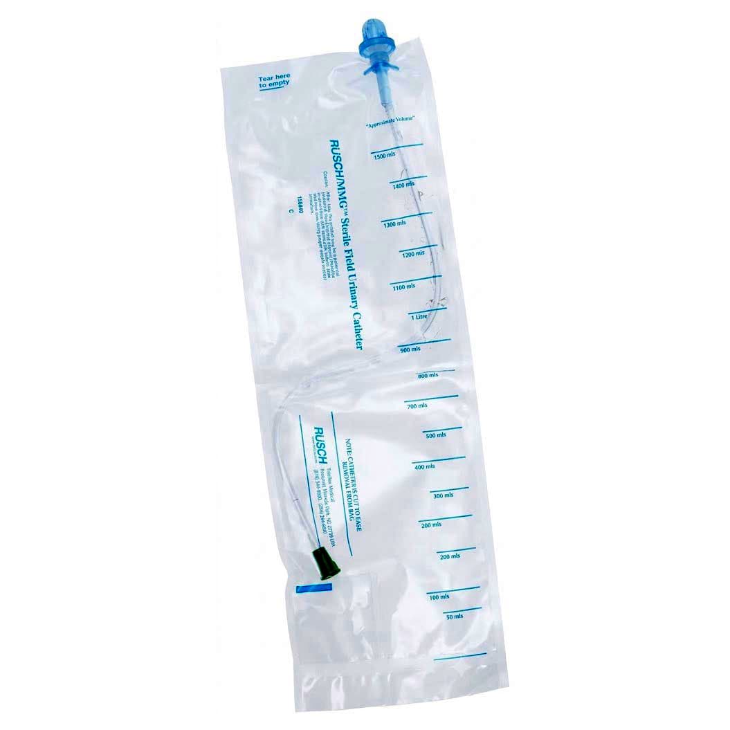 Rusch MMG Closed System Intermittent Catheter with Introducer Tip, Straight, 14Fr - Each - Image 1