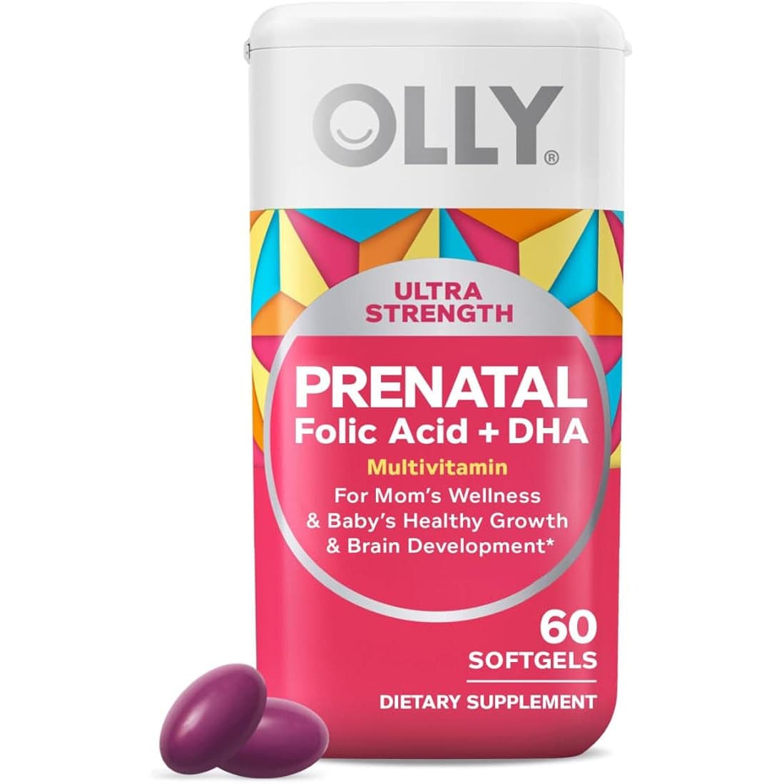OLLY Ultra Strength Prenatal Multivitamin Softgels - Bottle of 60 - Image 1