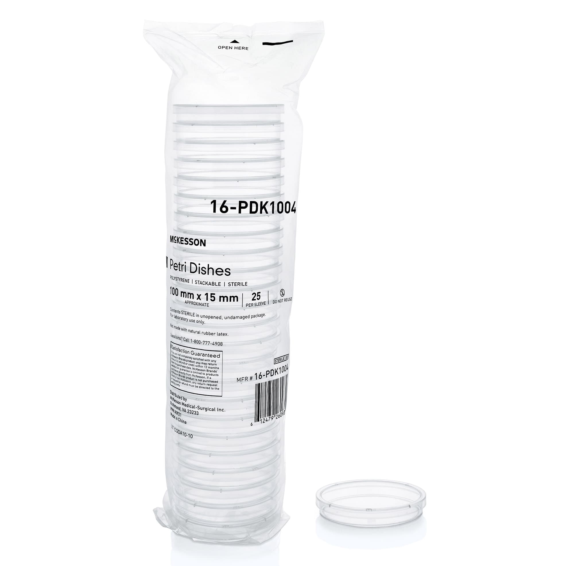McKesson Petri Dish Sterile, 100 x 15 mm - Sleeve of 25 - Image 1