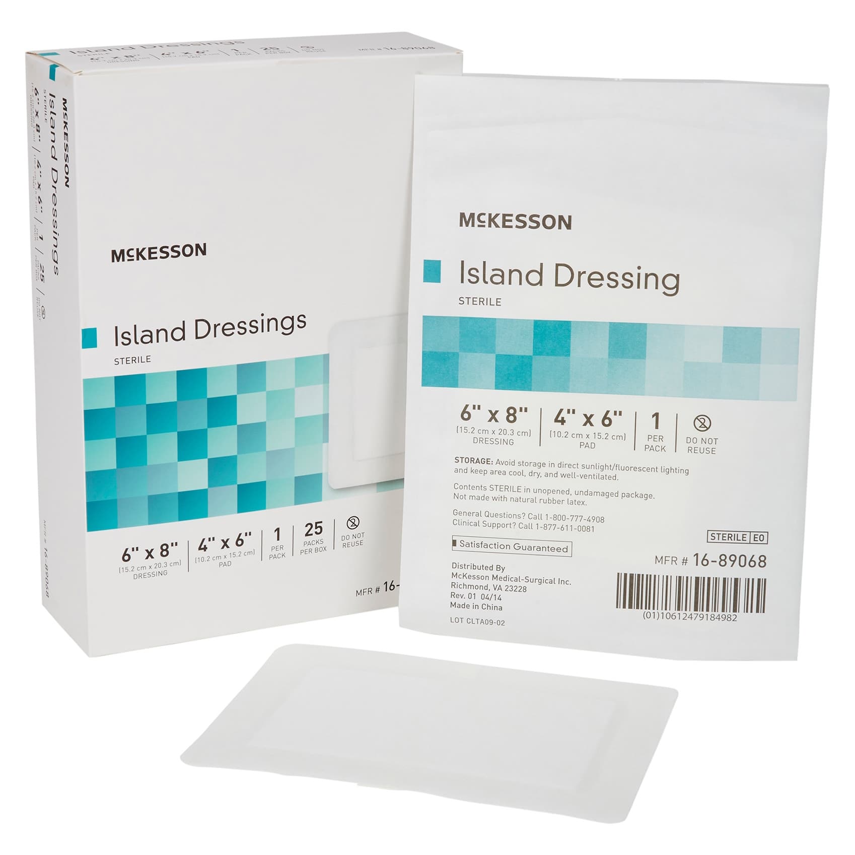 McKesson Adhesive Rectangle Island Dressing, 6 x 8 Inch - Box of 25 - Image 1