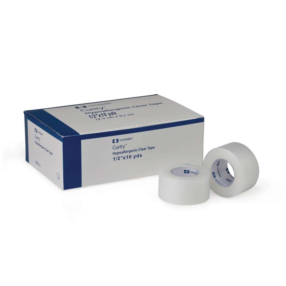 Kendall Hypoallergenic Clear Tape, 1/2 Inch x 10 Yard - Case of 240 - Image 1