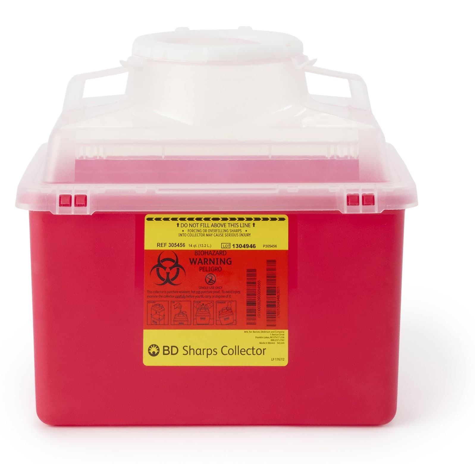 BD Multi-Use Nestable Sharps Collector, Open, 14 Quart - Case of 20 - Image 1