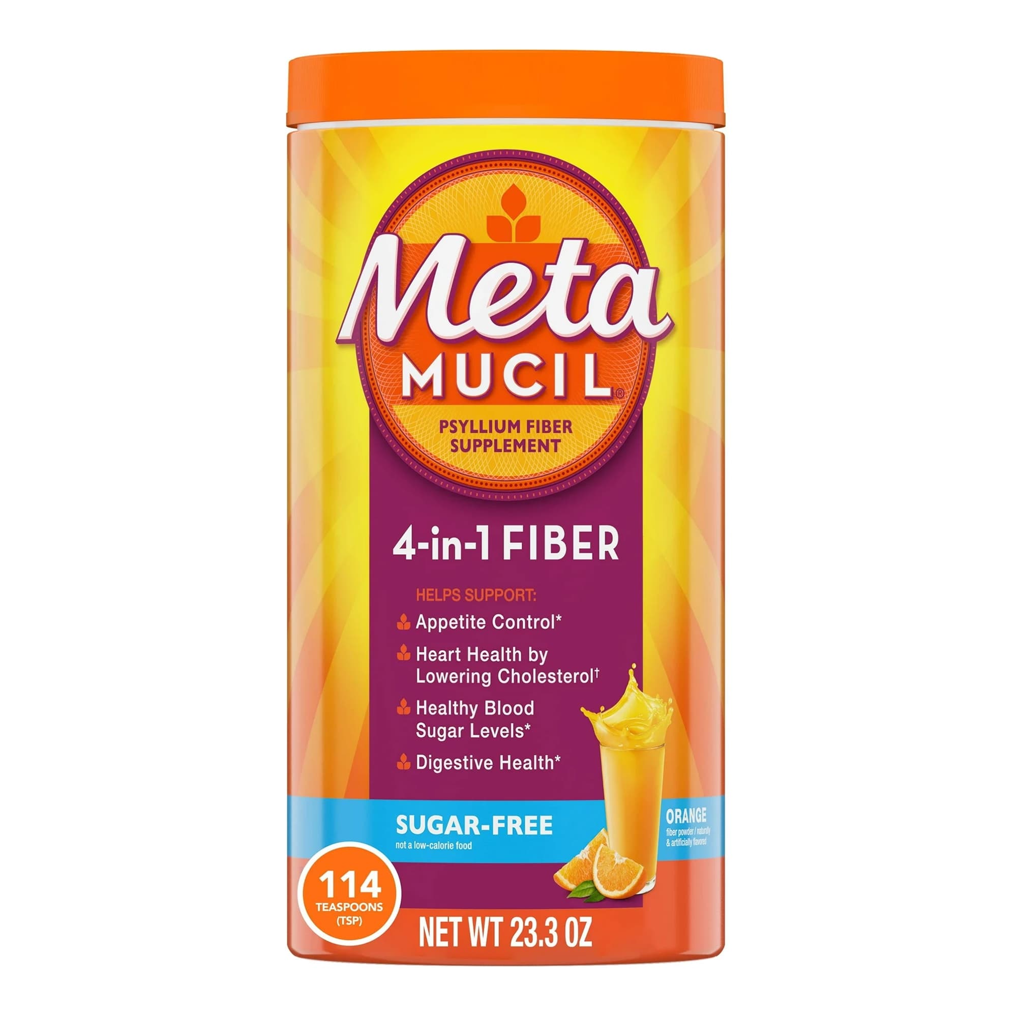 Metamucil Fiber Supplement Powder, Orange Flavor, 23.3 oz. - Each - Image 1