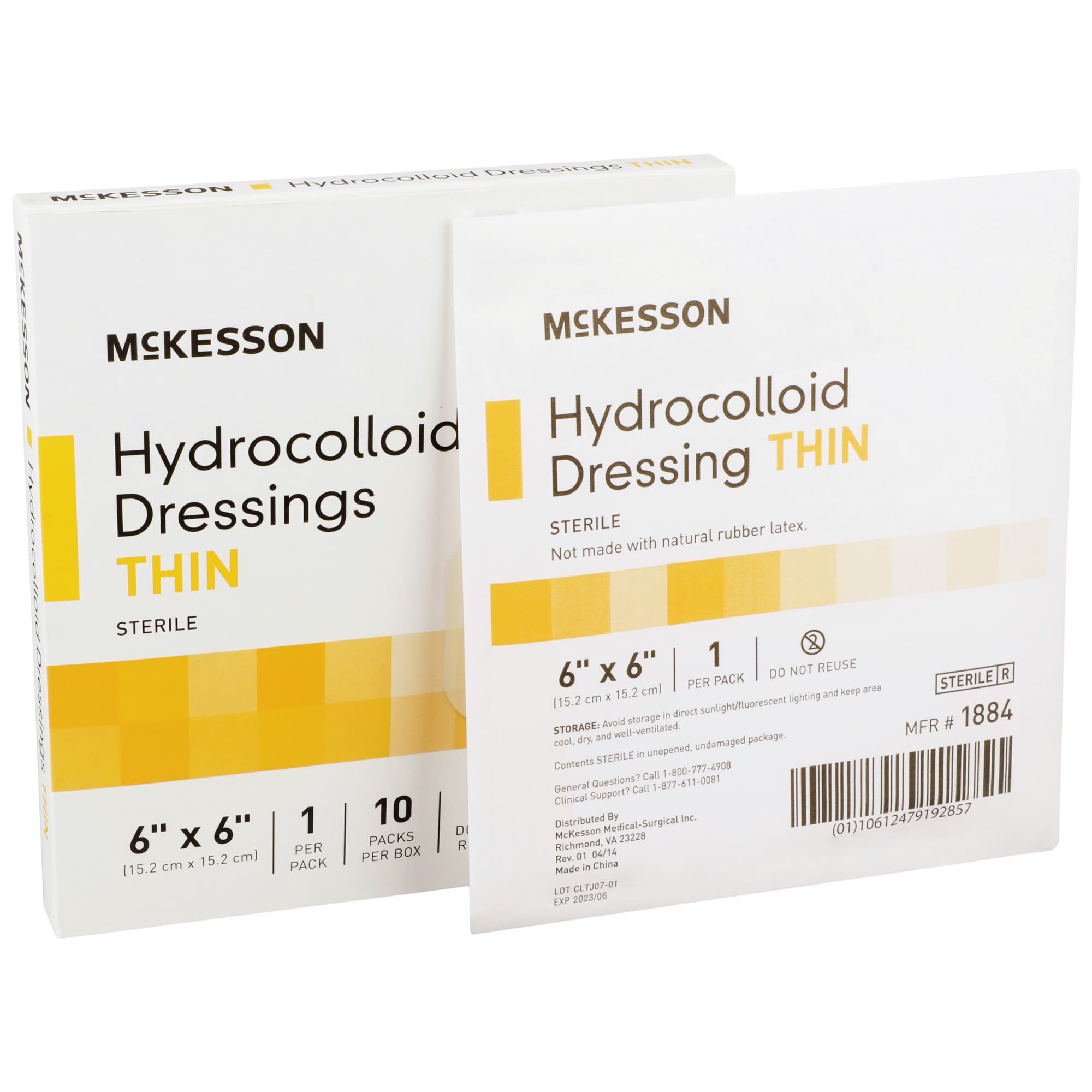 McKesson Hydrocolloid Sterile Thin Dressing, 6 x 6 Inch - Box of 10 - Image 1