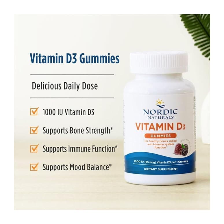 Nordic Naturals Vitamin D3 Gummies, Wild Berry - Bottle of 60 - Image 3