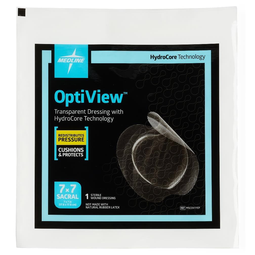 Medline OptiView Transparent HydroCore Wound Dressing, Sacrum, 7 x 7 Inch - Each - Image 1
