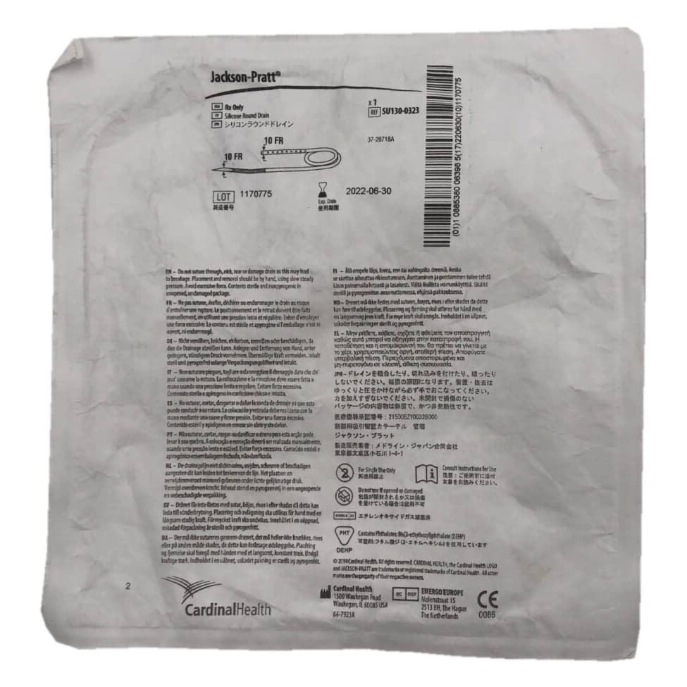 Jackson-Pratt Silicone Round Drain with Trocar, 15Fr, 3/16" - Each - Image 1