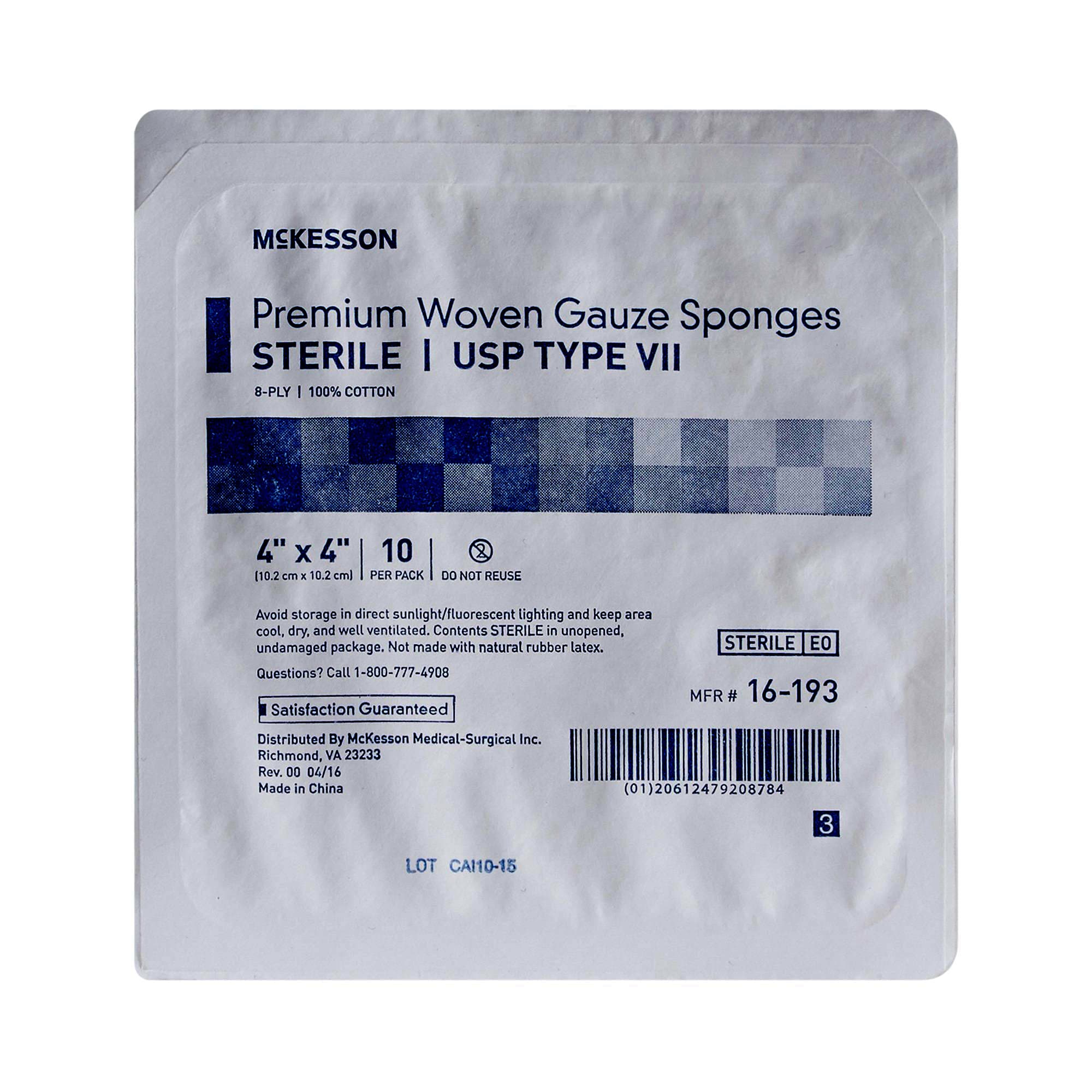 McKesson USP Type VII Gauze Sponge White Square Sterile - Image 2