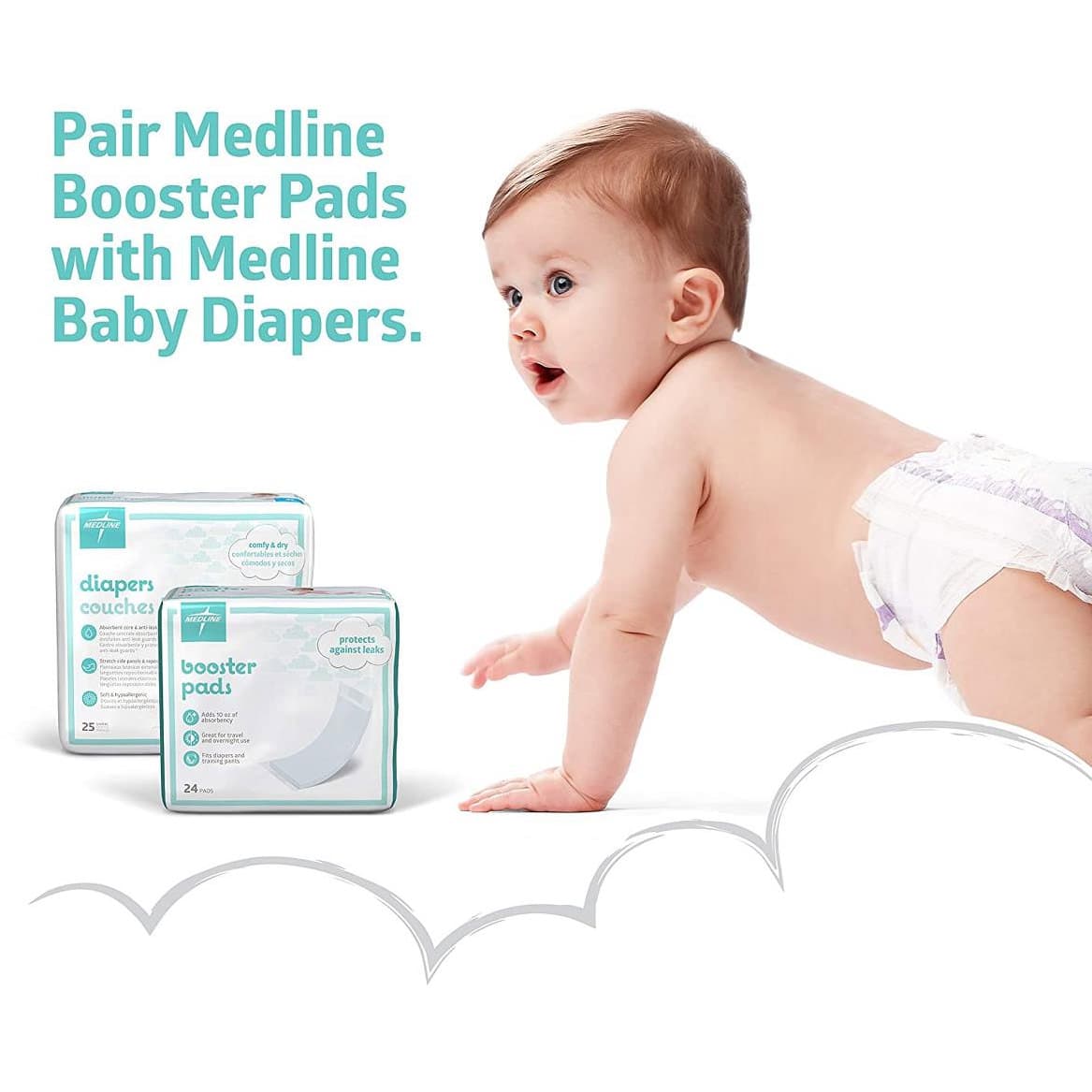 Medline Thin Booster Diaper Liner, 3.5 x 11.5 Inch - Image 2