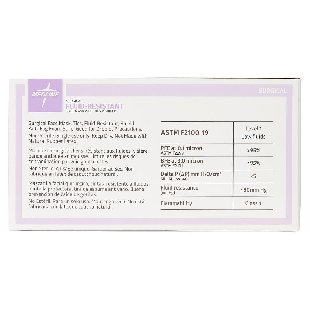 Medline ASTM Level 1 Surgical Mask with Anti-Fog Eye Shield - Image 2