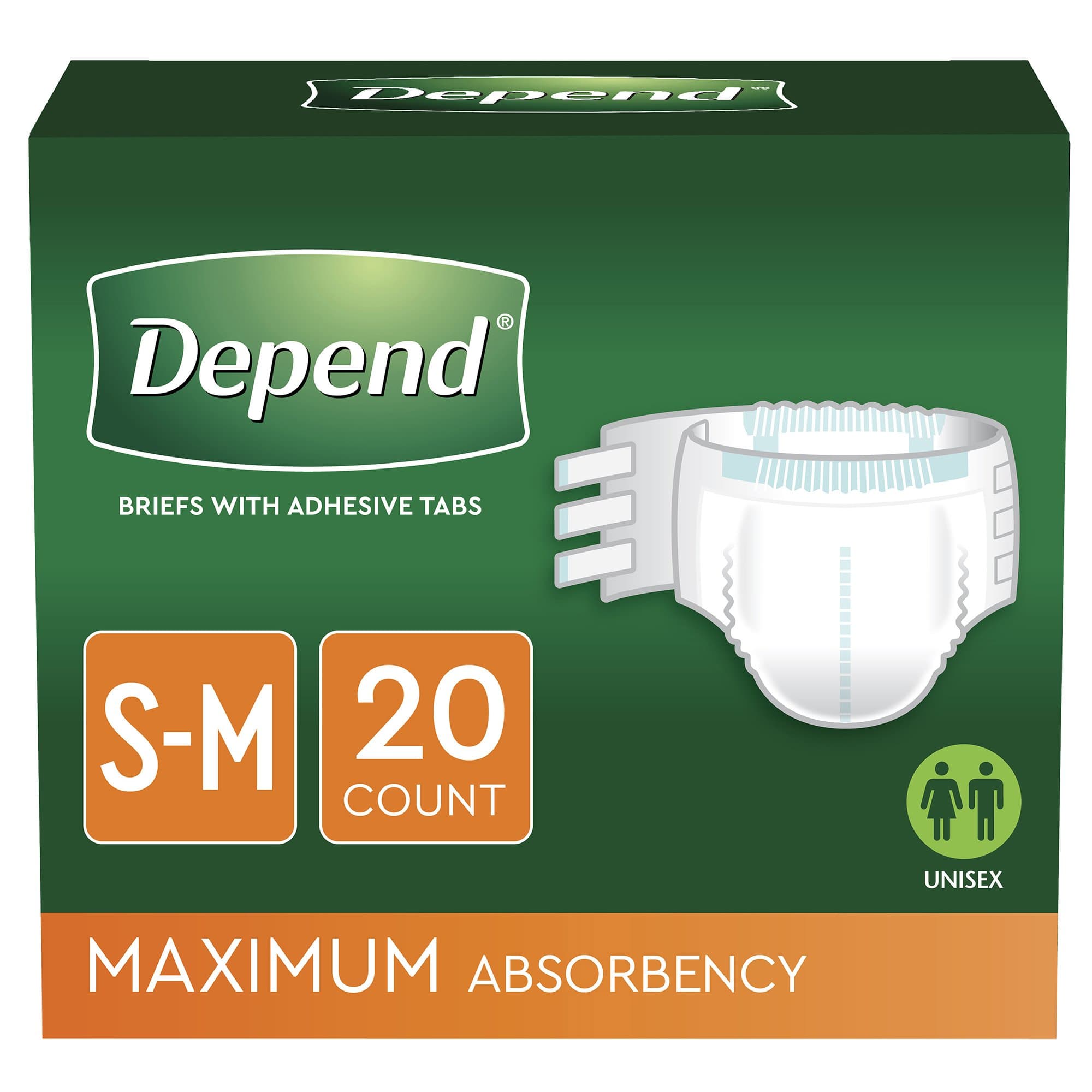 Depend Heavy Absorbent Adult Incontinence Brief, Small-Medium - Package of 20 - Image 1