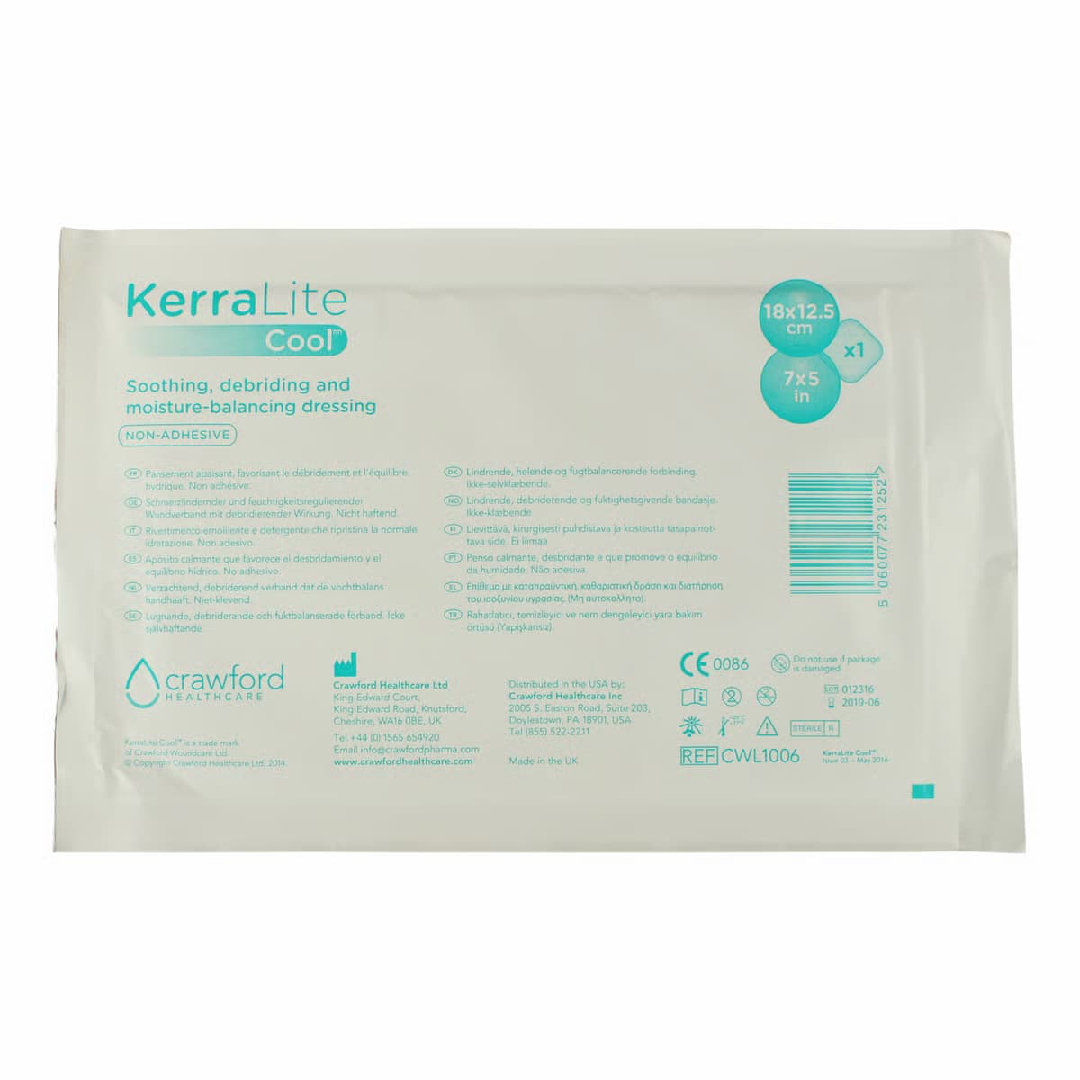 Kerralite Cool Moisture-Balancing Hydrogel Non-Adhesive Dressing, 7" x 5" - Image 1