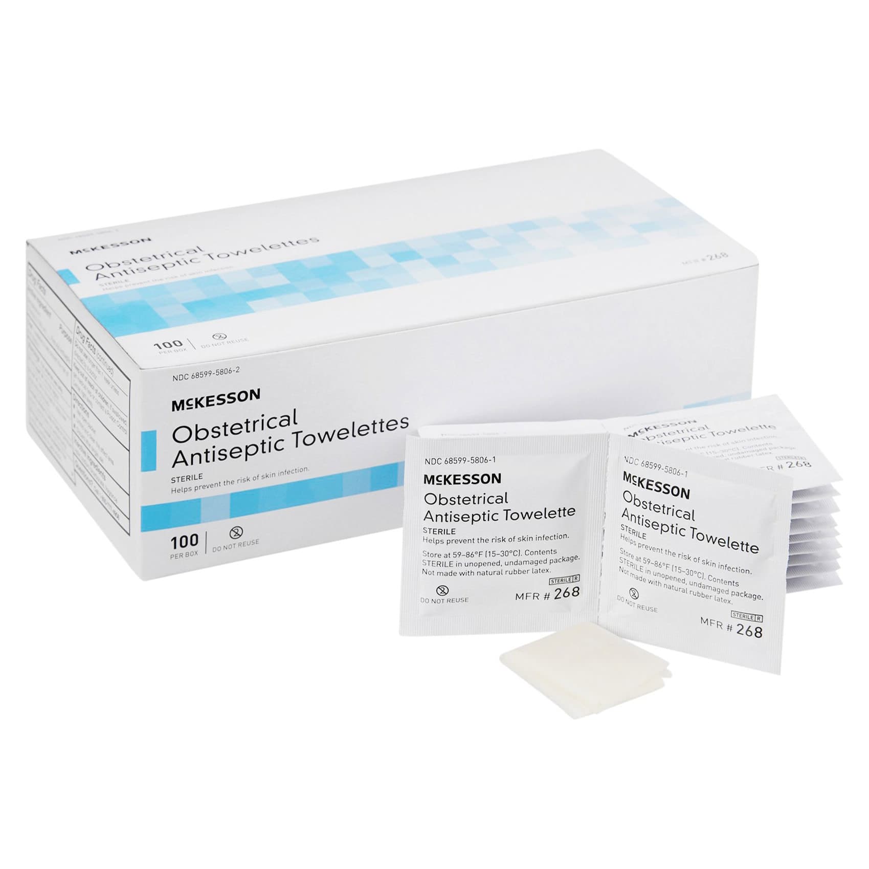 McKesson Obstetrical Antiseptic Towelettes, 5 x 7 Inch - Case of 1000 - Image 1