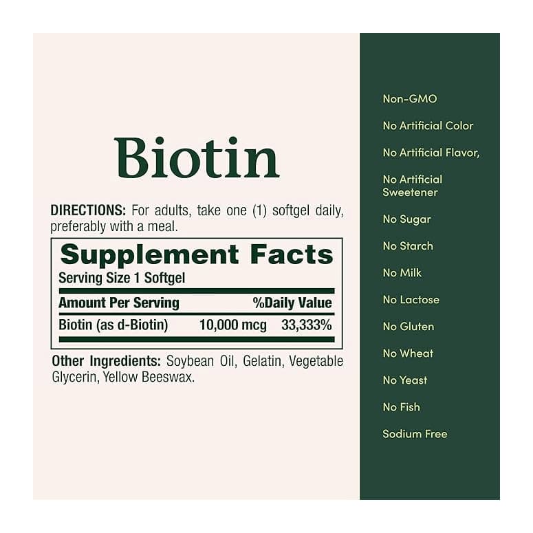 Nature's Bounty Biotin Softgels, 10,000 mcg - Bottle of 120 - Image 3