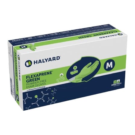 FLEXAPRENE* GREEN Exam Glove Green Beaded Cuff 2 mil to 4 mil Range, Medium - Box of 200 - Image 1
