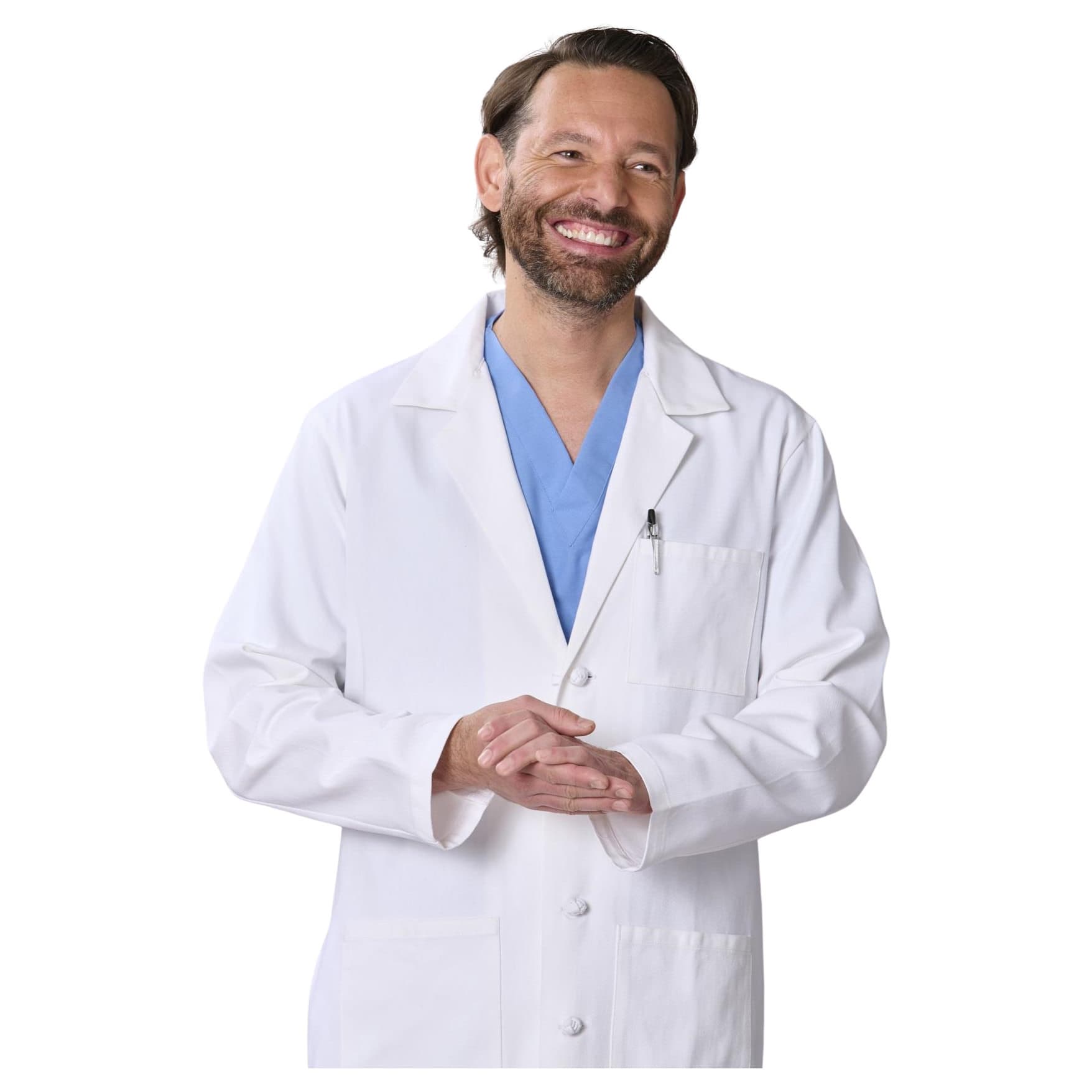Medline Refine Men's 4-Pocket Full-Length Lab Coat With Knot Button - Image 3
