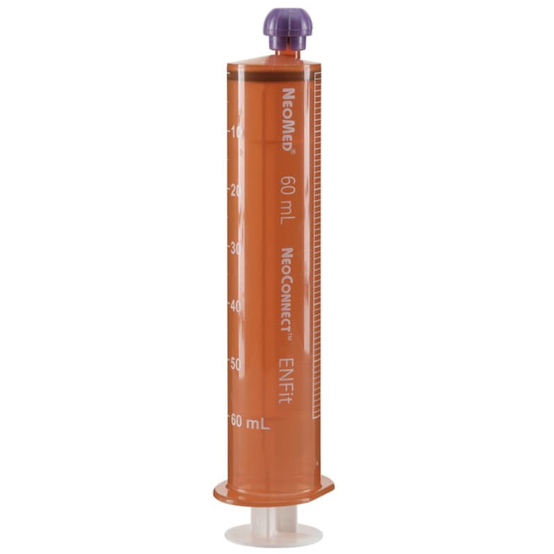 Neomed Enteral Oral Pharmacy Syringe with ENFit Connector, Amber, 60mL - Case of 200 - Image 1