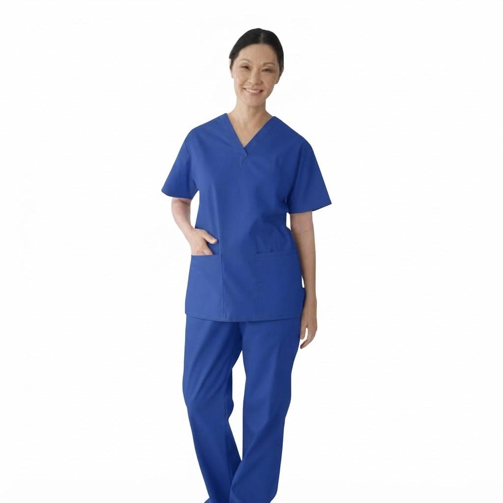 Medline ComfortEase Women's V-neck Tunic Scrub Top, 2-Pockets, Royal Blue, Small - Each - Image 1
