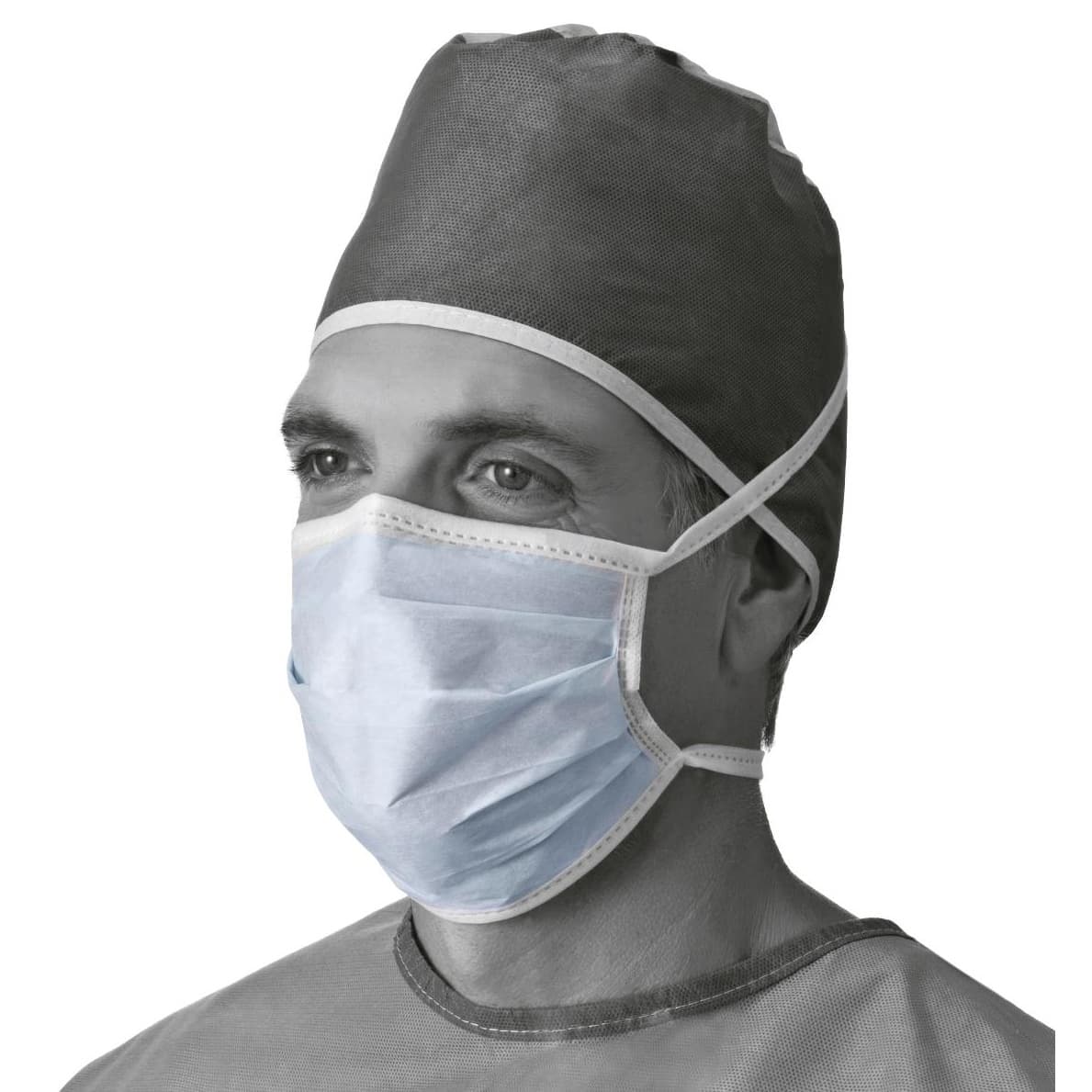 Medline ASTM Level 1 Surgical Mask with Horizontal Ties, Blue - Image 6