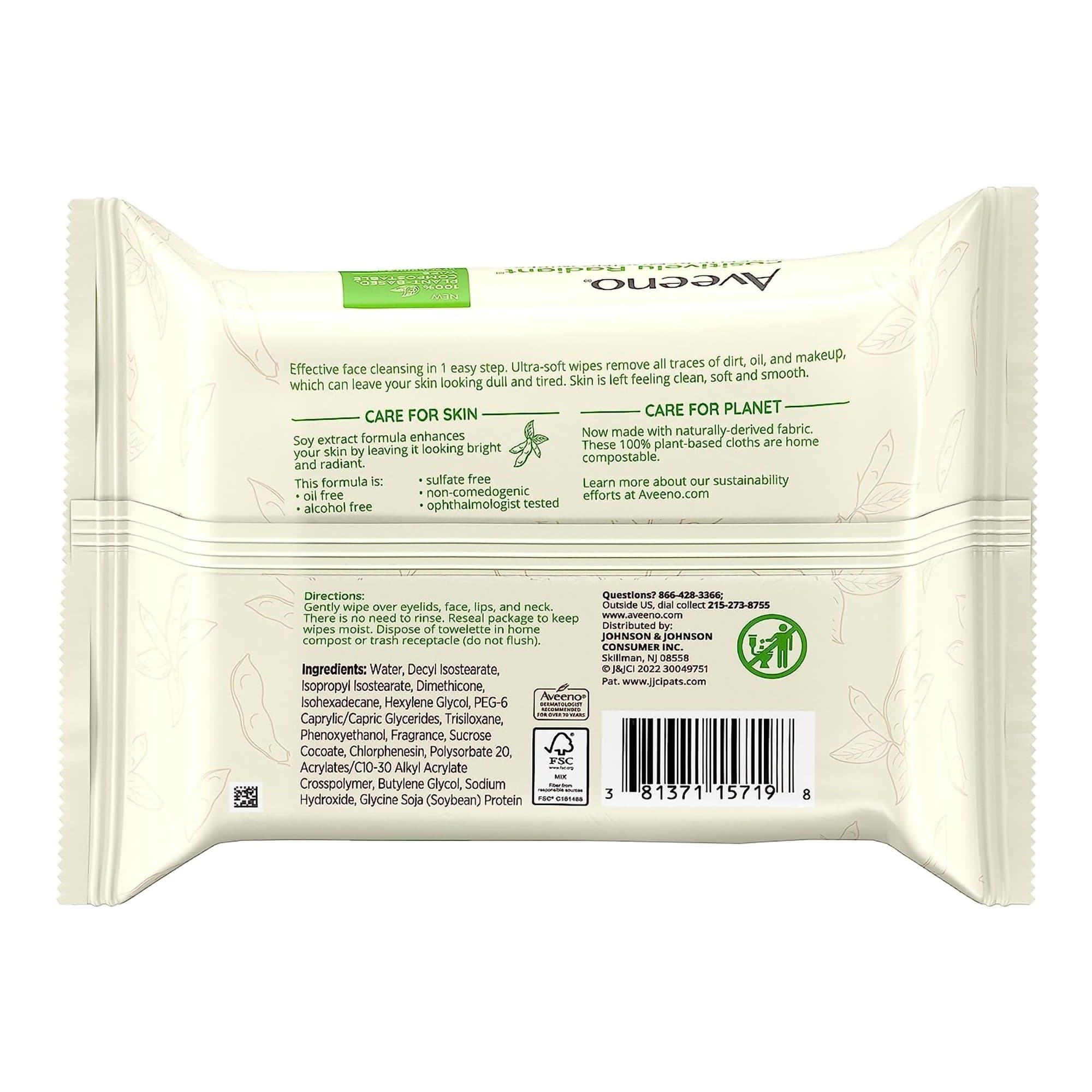 Aveeno Positively Radiant Makeup Remover Wipes - Pack of 25 - Image 2