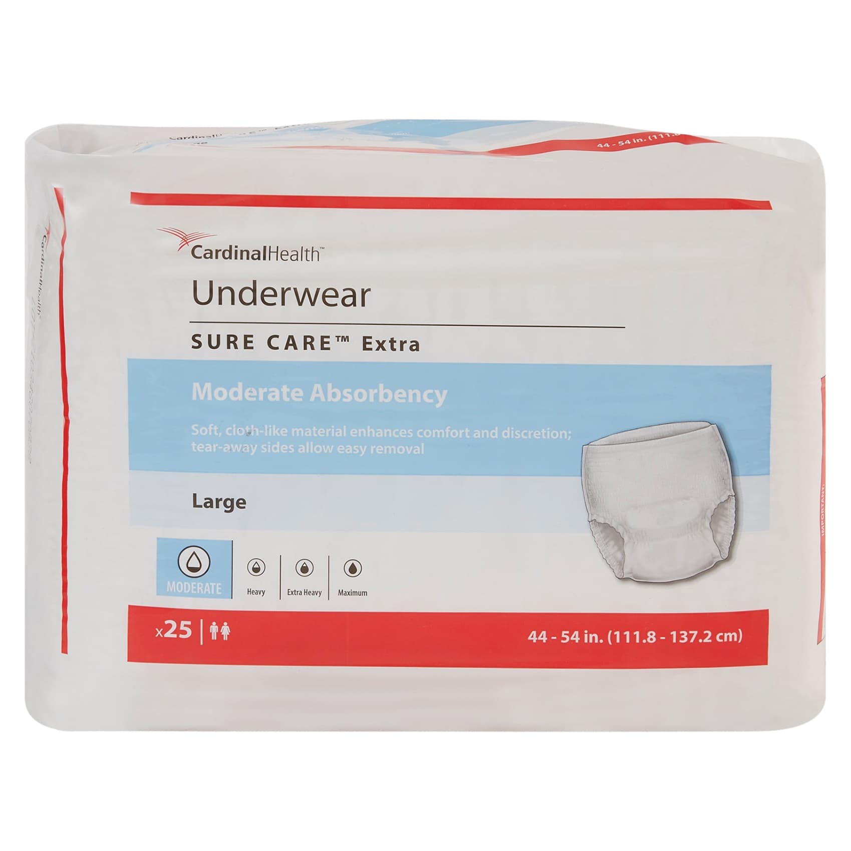Cardinal Health Sure Care Extra Underwear, Large - Package of 25 - Image 1