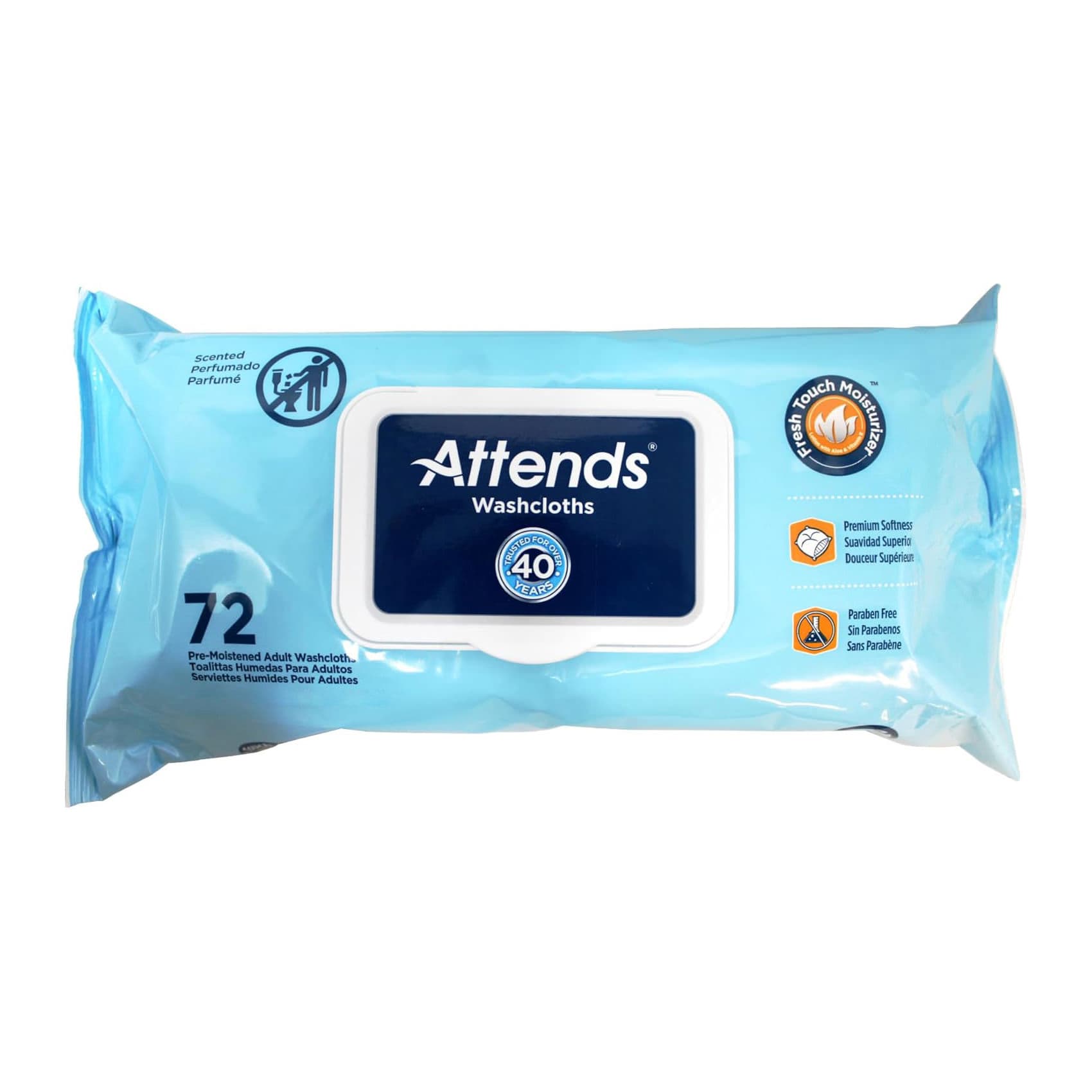 Attends Pre-moistened Adult Washcloths, Scented, 11.81 x 7.87 Inch - Case of 864 - Image 1