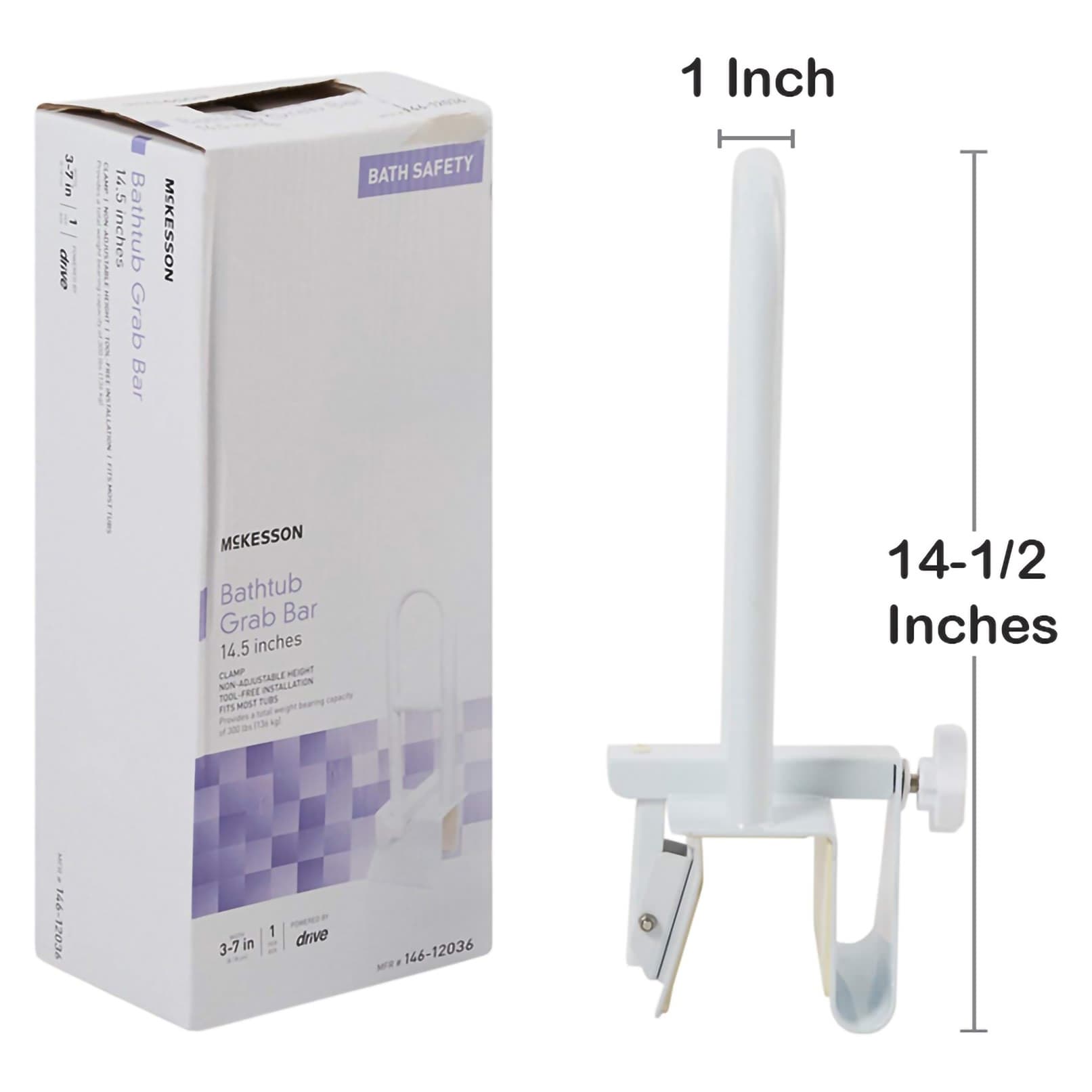 McKesson Smooth Handle Bathtub Grab Bar, White - Image 4