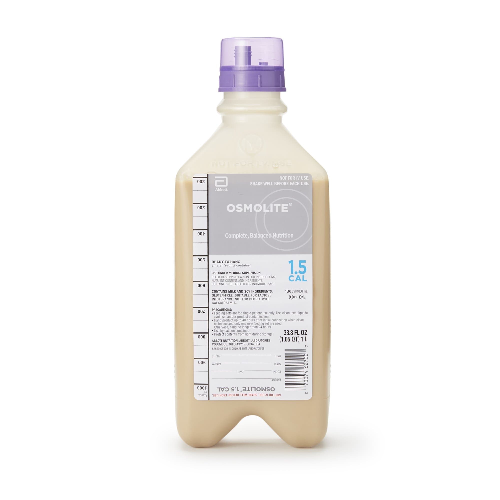 Osmolite 1.5 Cal Ready to Hang Tube Feeding Formula, 33.8 oz - Case of 8 - Image 1