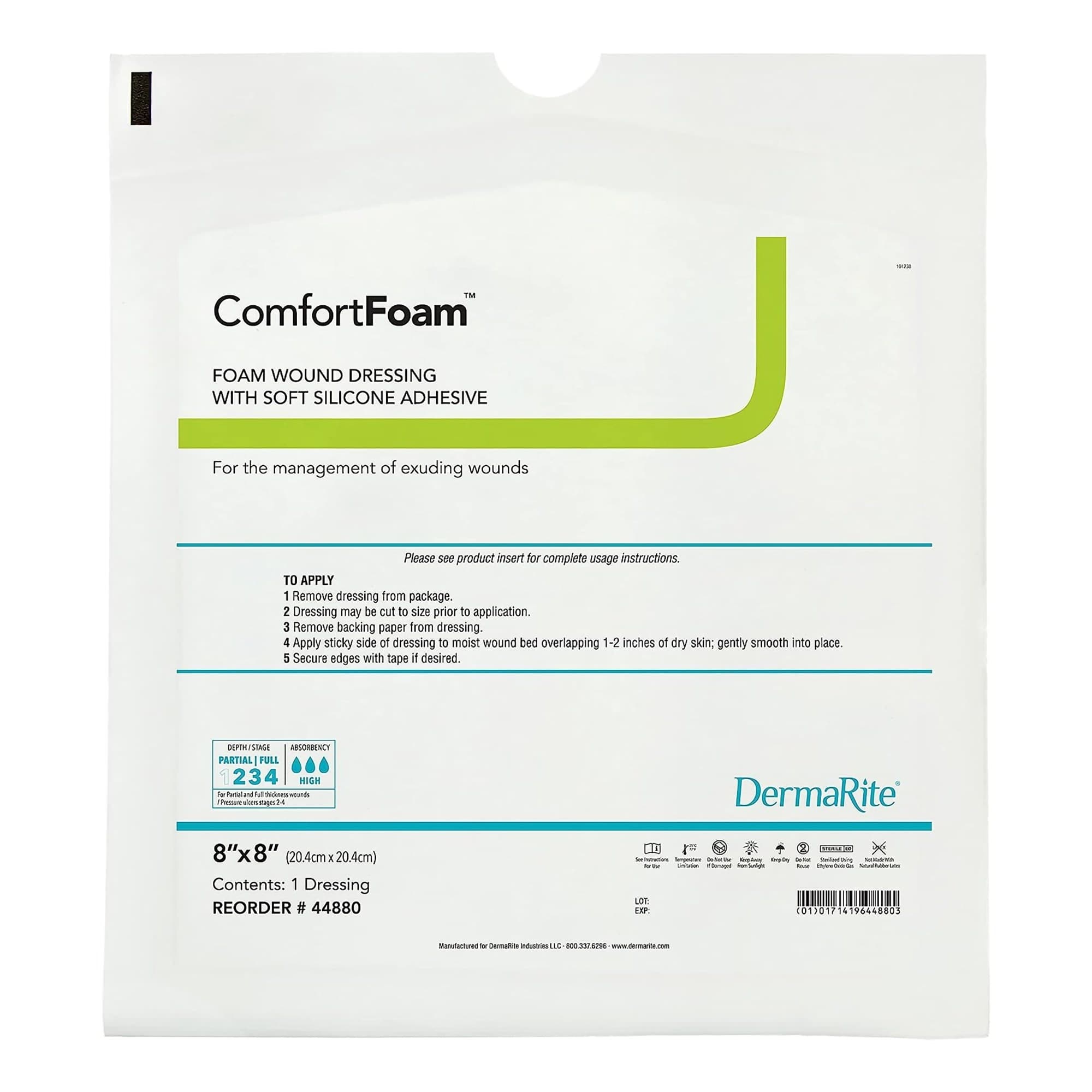ComfortFoam Self Adherent Soft Silicone Adhesive Foam Wound Dressing, 8 x 8 Inch - Each - Image 1