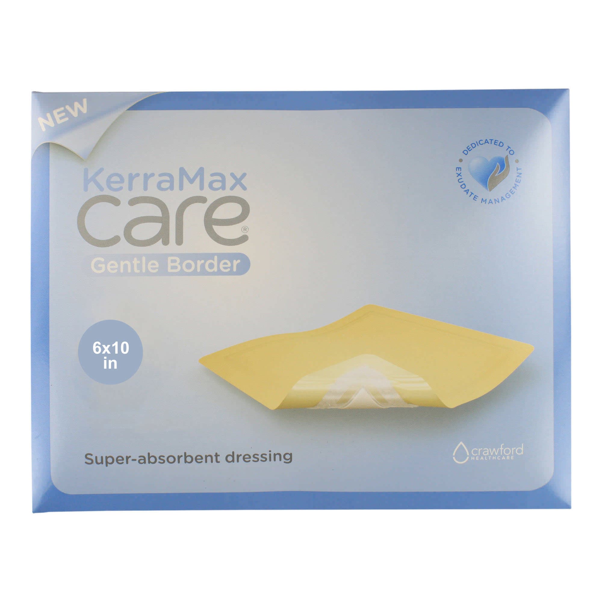 KerraMax Care Gentle Border Super Absorbent Dressing, 6 x 10 Inch - Box of 10 - Image 1