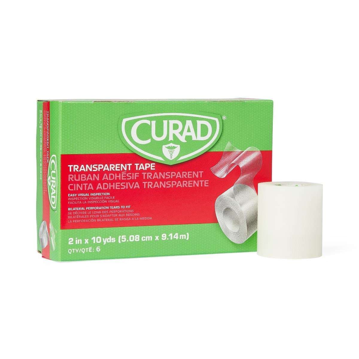 Curad Transparent Adhesive Plastic Tape, 2 Inch x 10 Yard - Box of 6 - Image 1