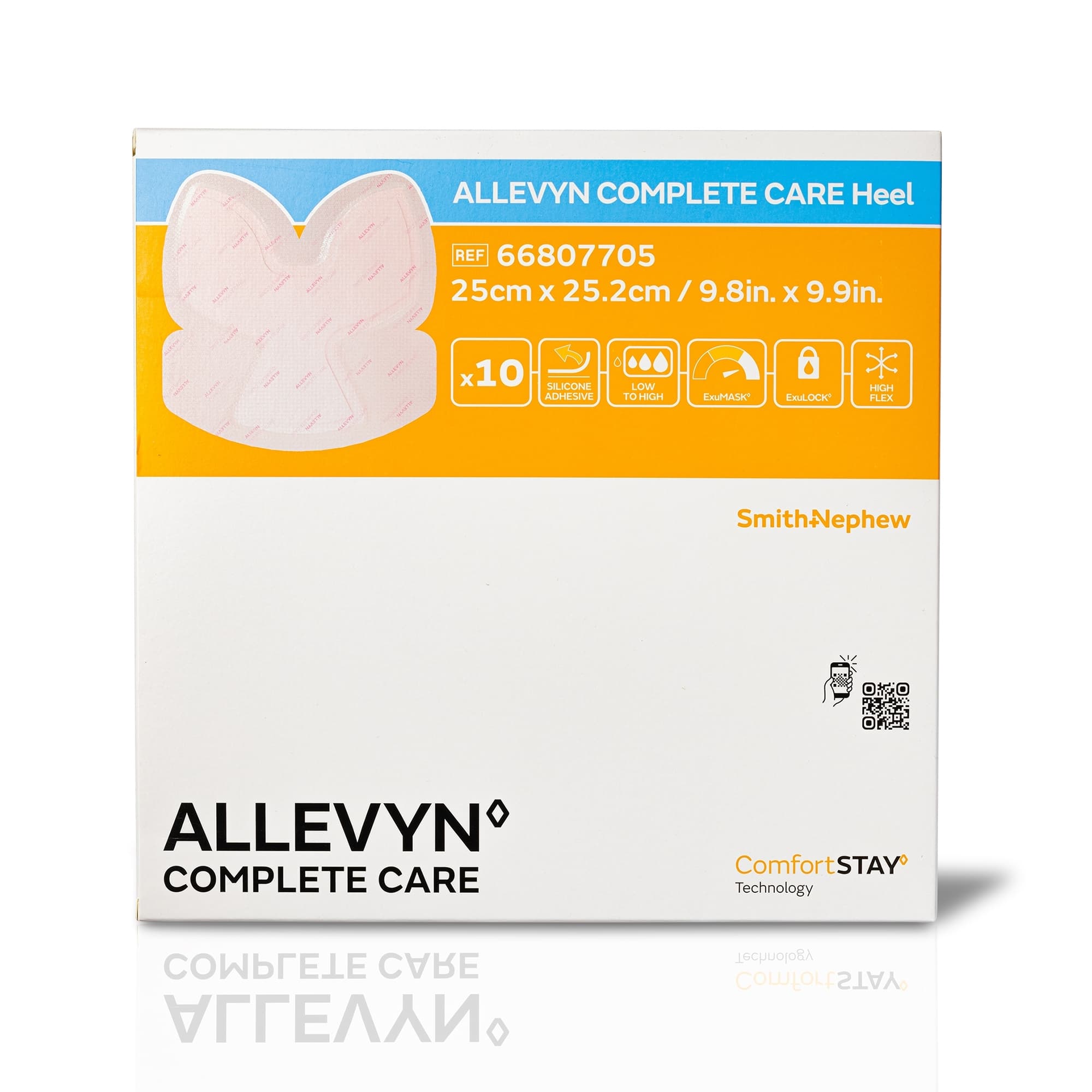 Allevyn Complete Care Heel Foam Dressing, 9.8 x 9.9 Inch - Case of 60 - Image 1