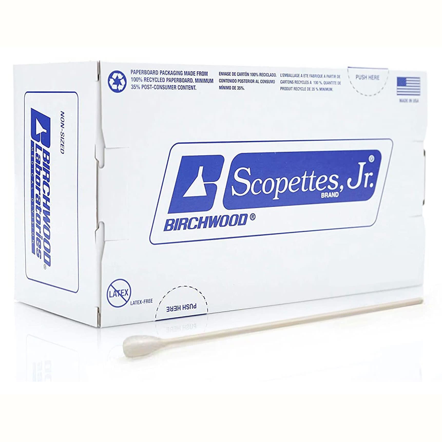 Scopettes Jr. Plain Obstetrics and Gynecology Swab, White, 8 Inch L - Case of 500