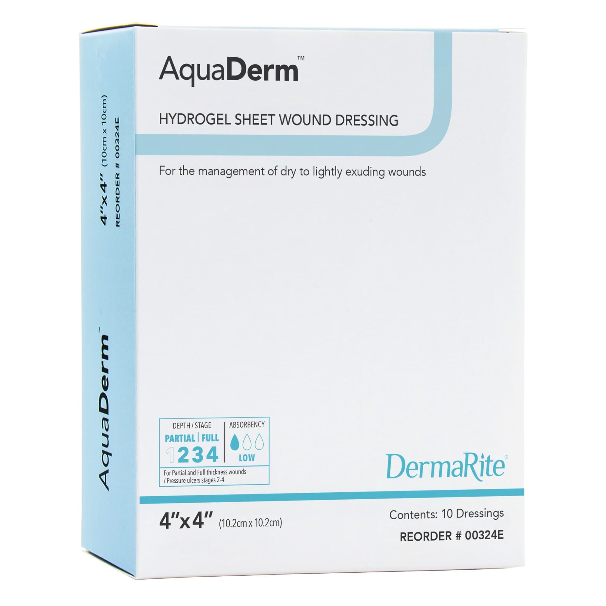AquaDerm Hydrogel Sheet Wound Dressing, 4 x 4 Inch - Box of 10 - Image 1