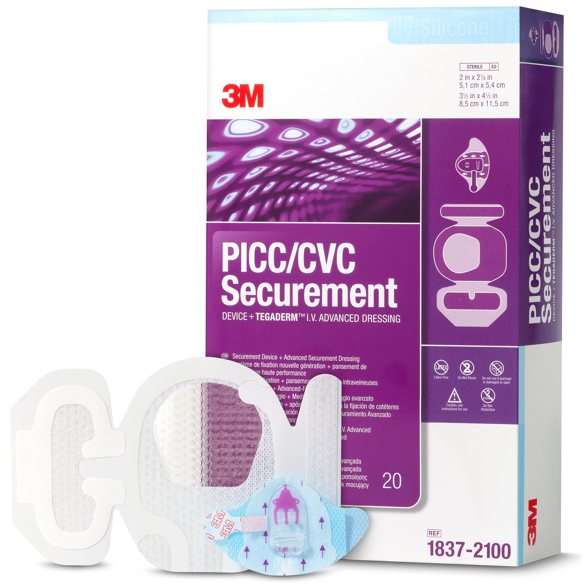3M PICC-CVC Securement Device + Tegaderm IV Advanced Securement Dressing, 3-1/2 x 4-1/2" - Case of 80 - Image 1
