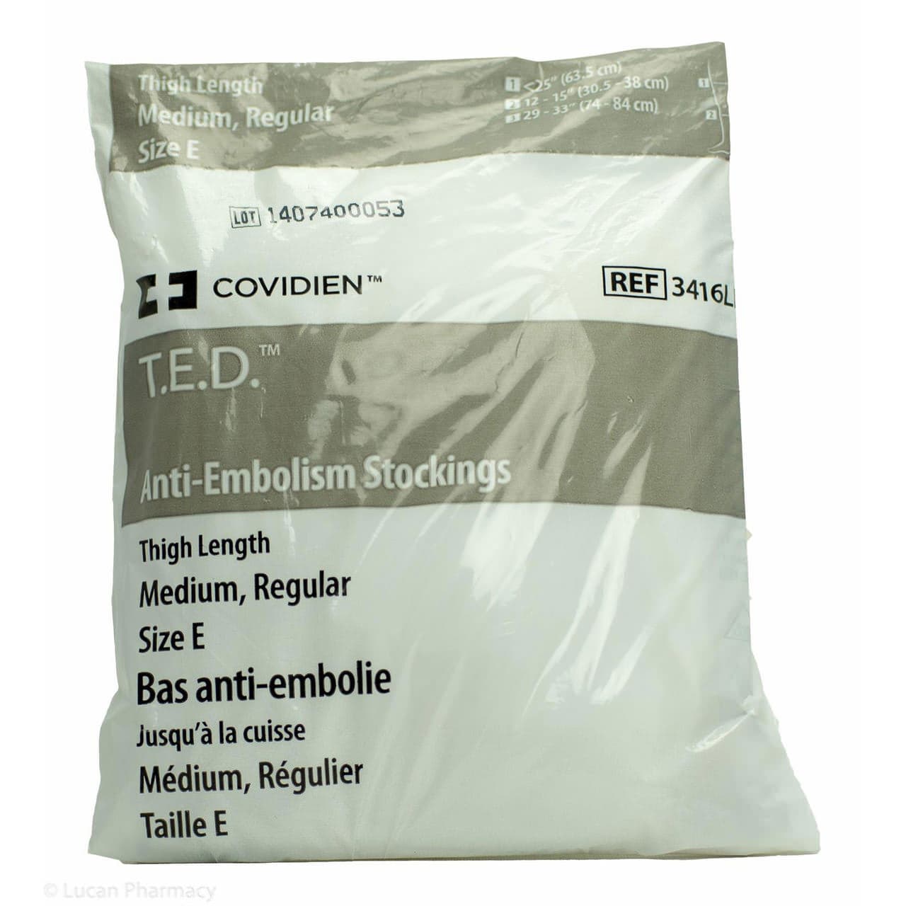 T.E.D Thigh-High Anti-Embolism Stockings for acute care, White, Medium-Regular - Pair - Image 1