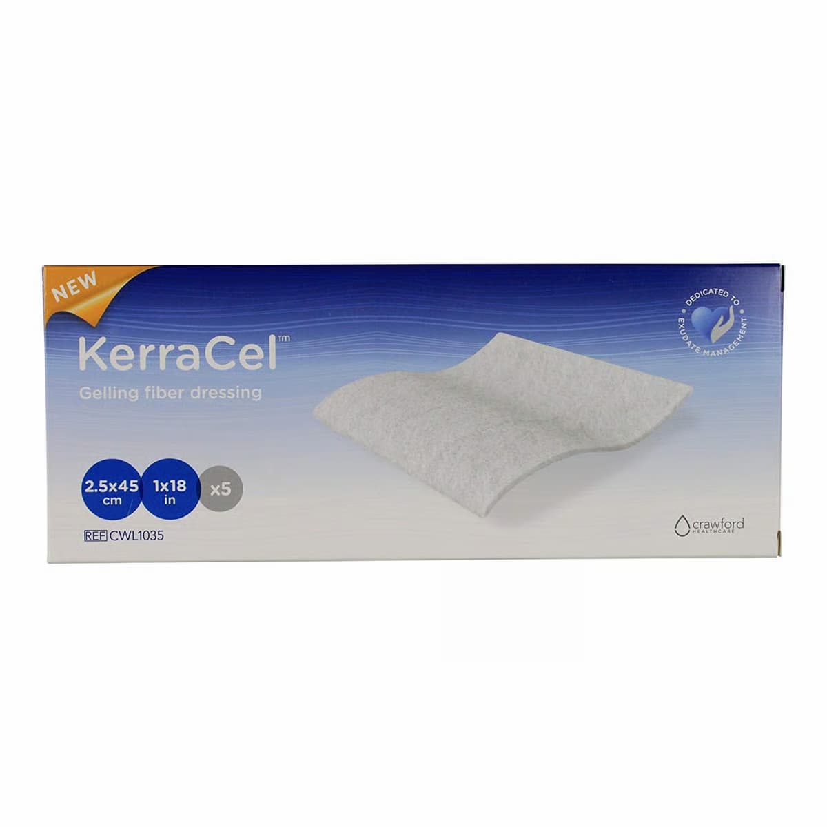 KerraCel Absorbent Gelling Fiber Ribbon Dressing, 1 x 18 Inch - Box of 5 - Image 1