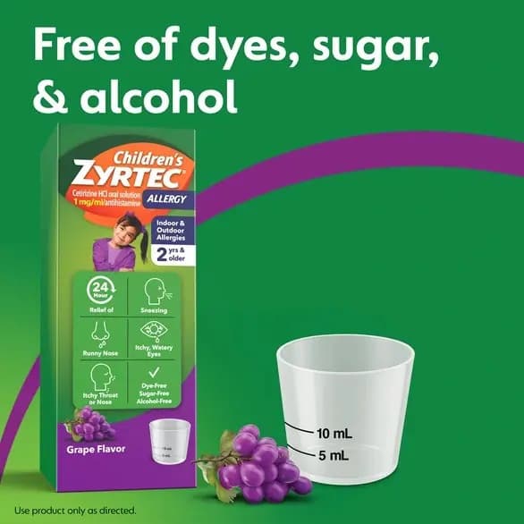 Children’s ZYRTEC Allergy Relief Syrup, Grape Flavour, 4 oz - Each - Image 4