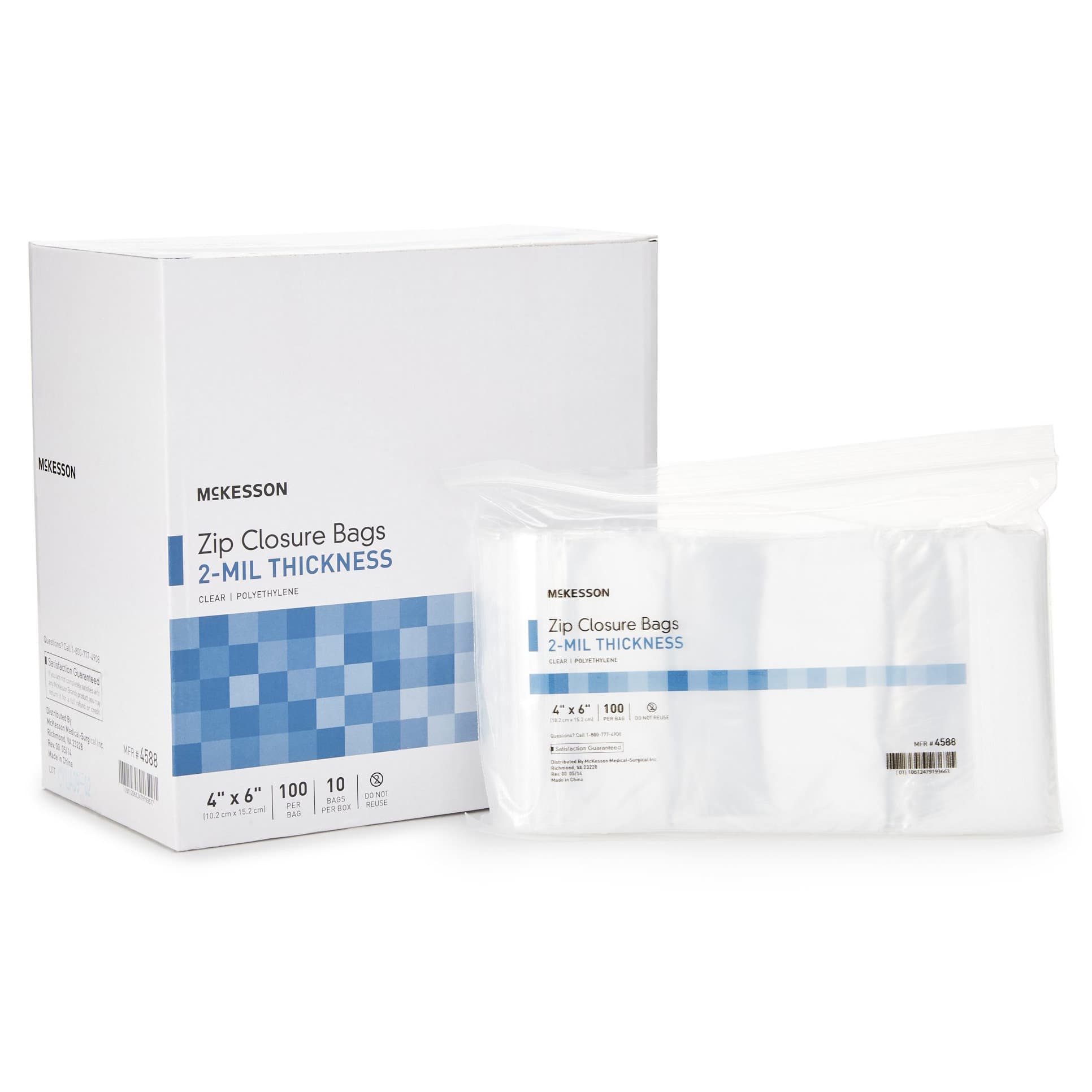 McKesson Reclosable Bag Clear, 4 x 6 Inch, 2 mil - Box of 10 - Image 1