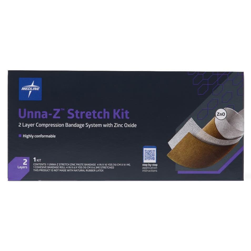 Unna-Z Stretch Bandage with Zinc Oxide Paste, Kitted with Cohesive Bandage, 4" x 10 yard - Case of 8 - Image 1