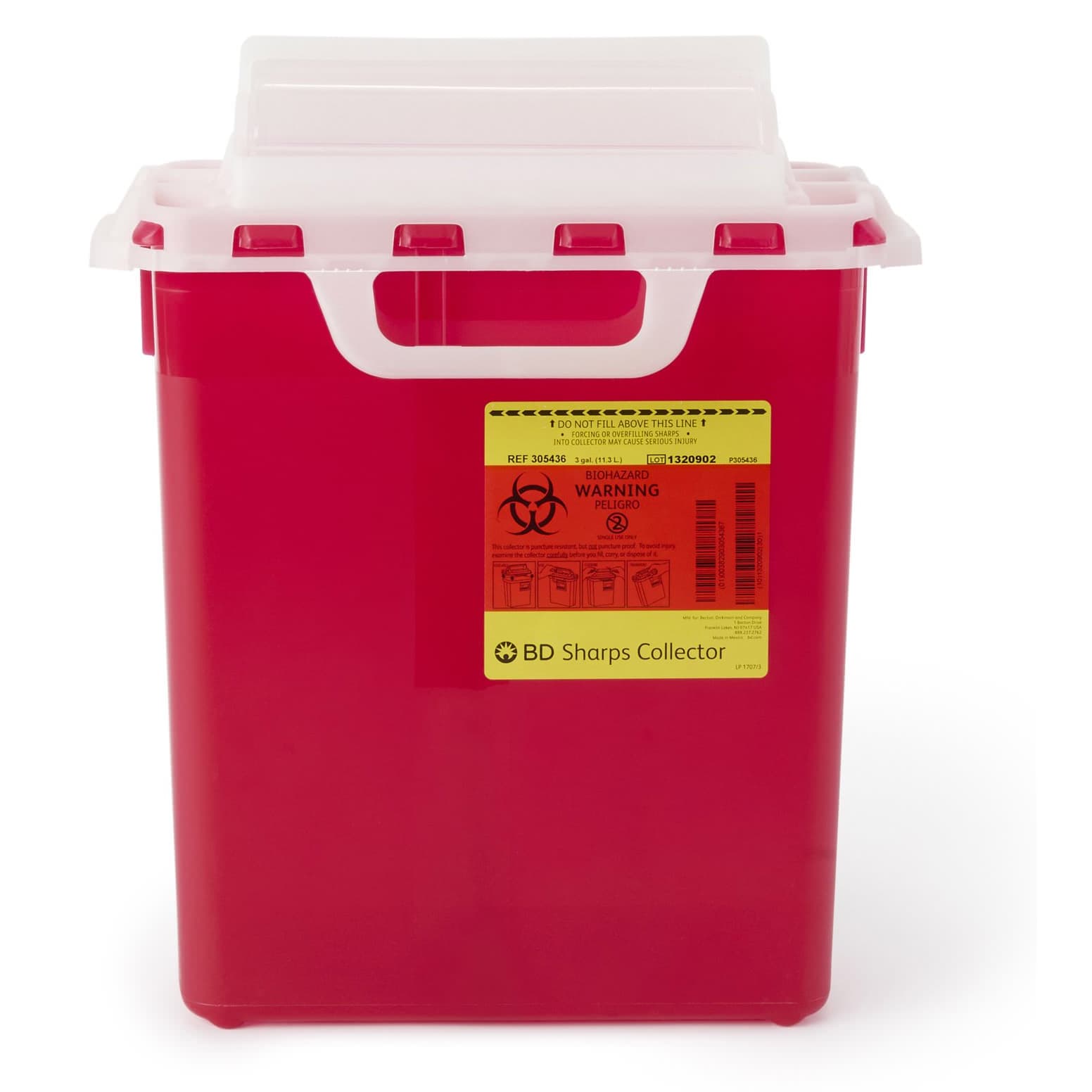 BD Counterbalanced Door Patient Room Collector, 3 Gallon, Red - Case of 10 - Image 1