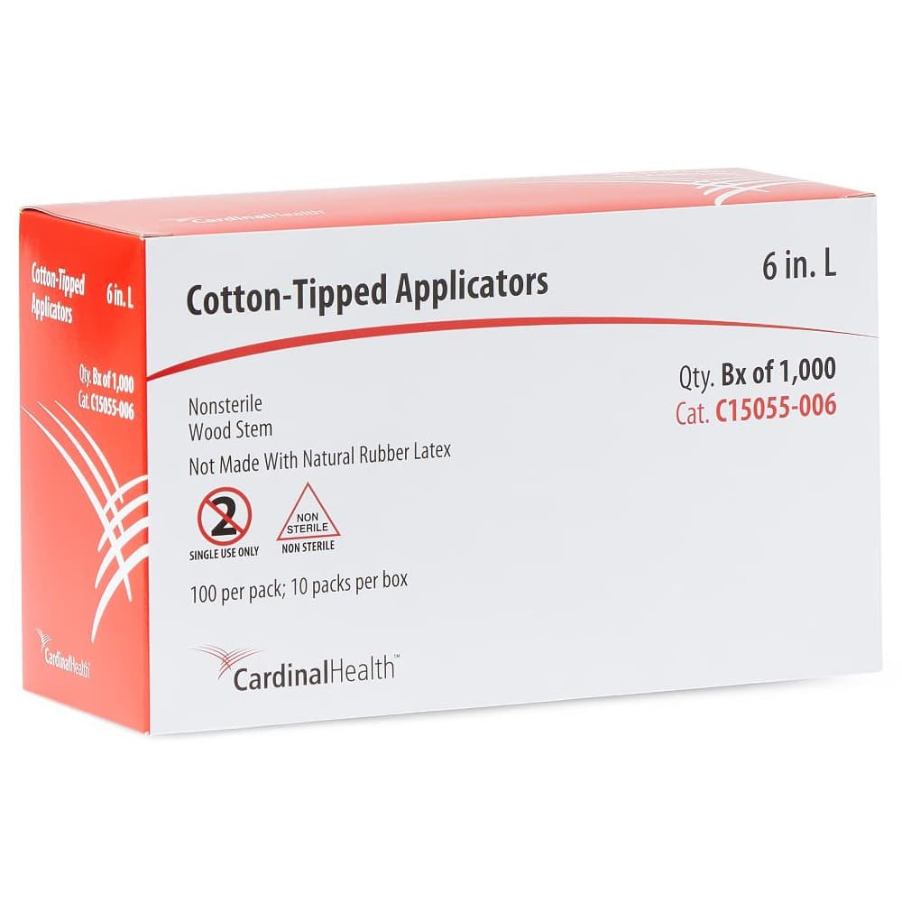 Cardinal Health Wood Shaft Cotton-Tip Applicator, Non Sterile, 6 Inch - Case of 10000 - Image 1
