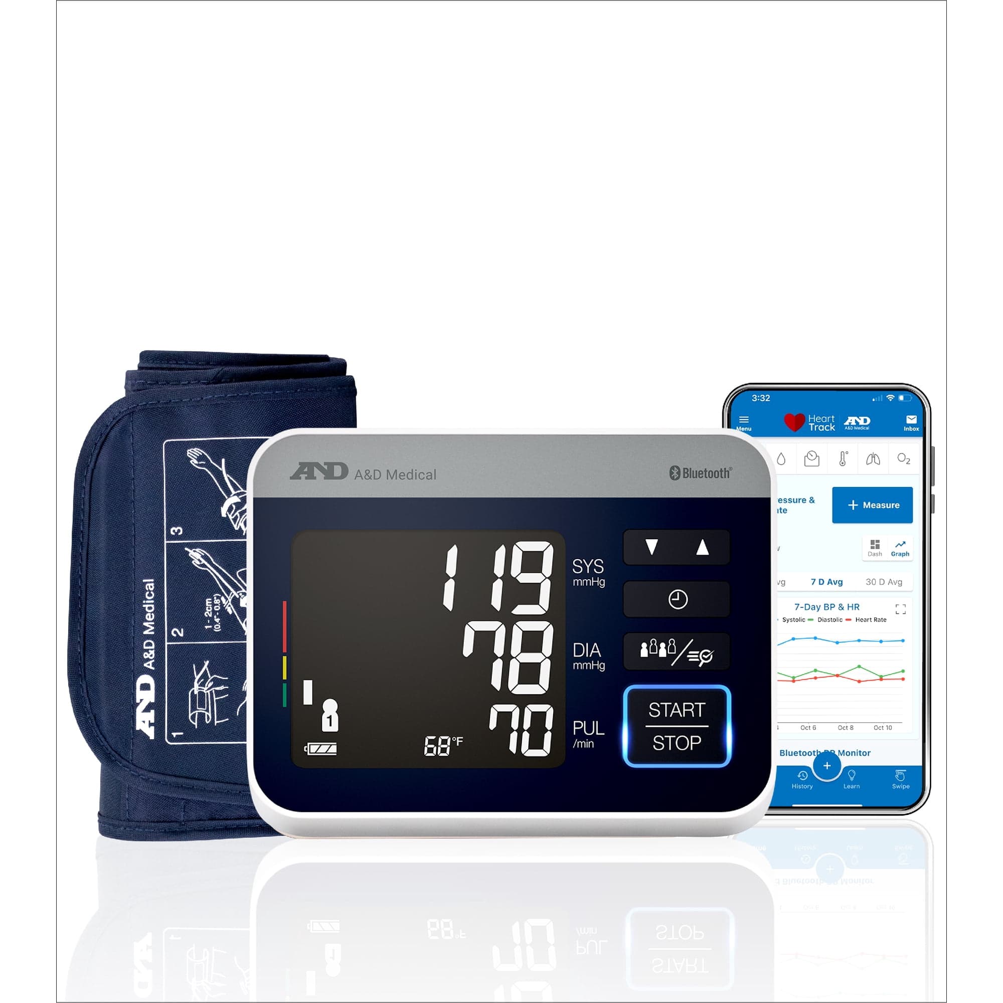 A&D Medical NextGen bluetooth Wide Range Blood Pressure Monitor - Each - Image 1