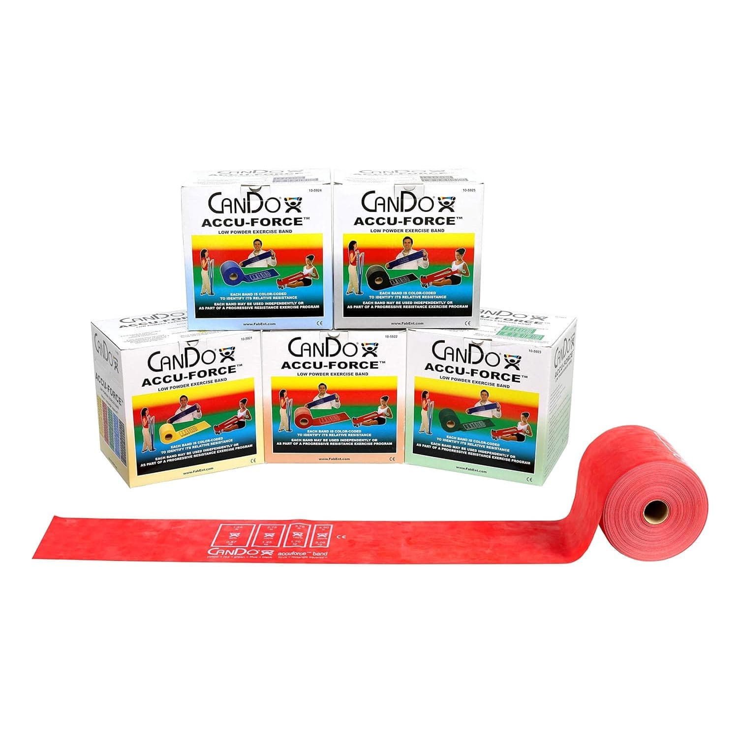 CanDo AccuForce Exercise Band Set, 50 yard Rolls - Set of 5 - Image 1