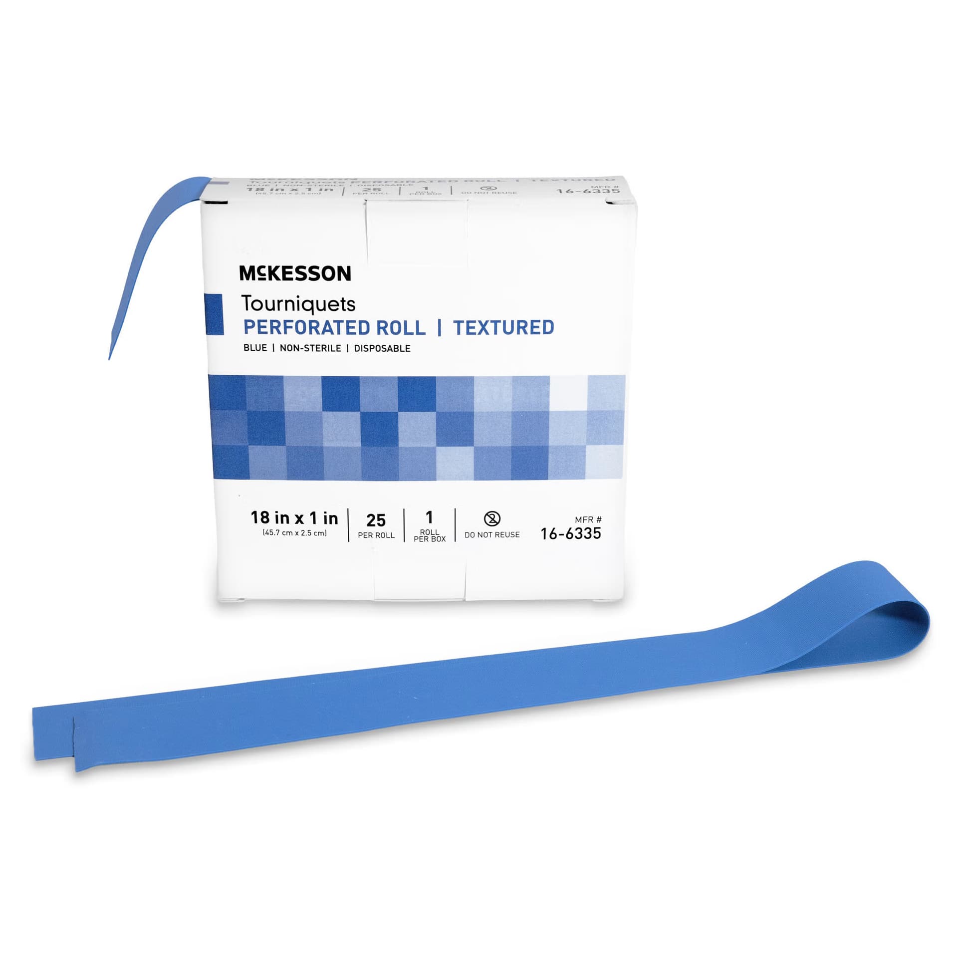 McKesson Disposable NonSterile Tie Tourniquet Band on Roll, 18 Inch - Box of 25