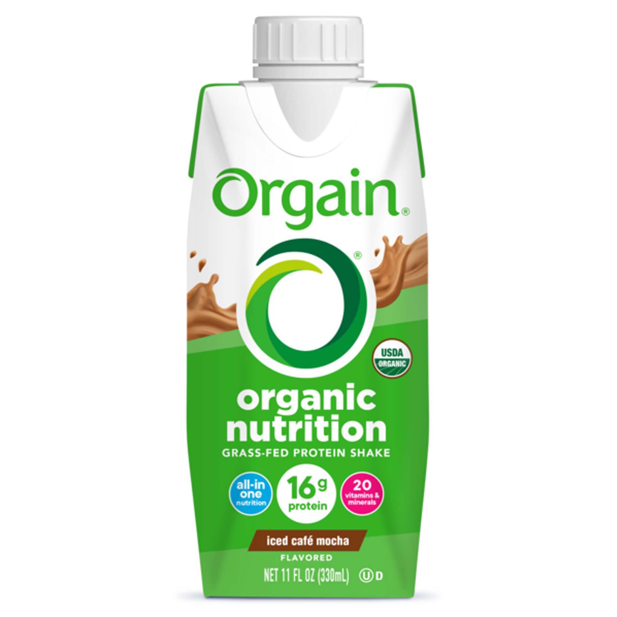 Orgain Organic Nutritional Shake, Iced Cafe Mocha, 11 oz, 257 Cal - Case of 12 - Image 1