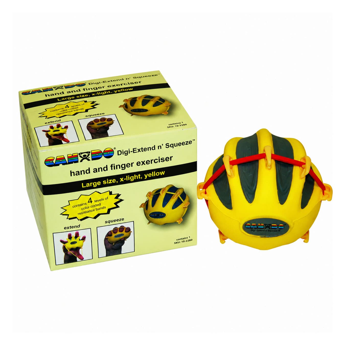 CanDo Digi-Extend n' Squeeze Hand Exerciser, Large, Yellow, Extra Light - Image 1