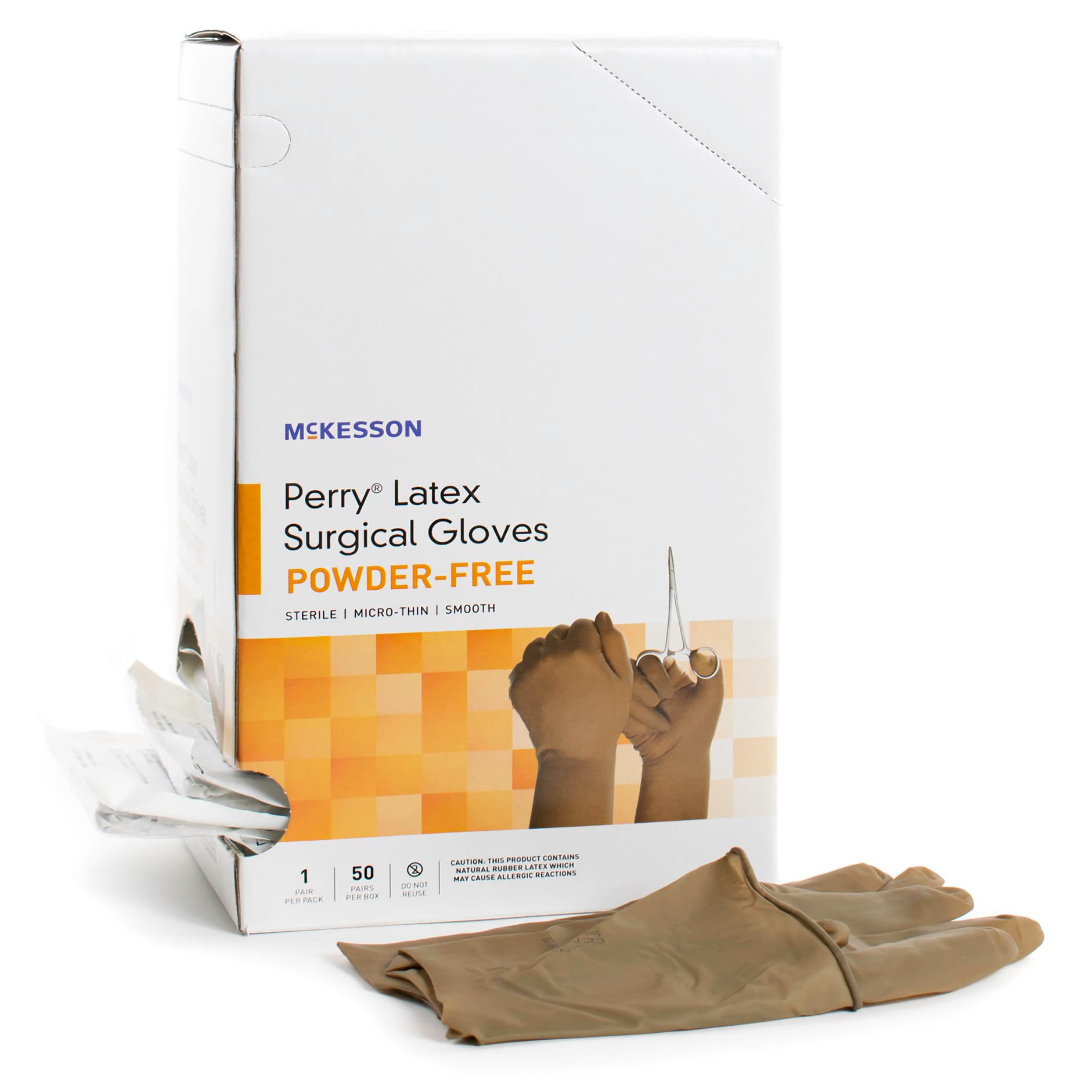 McKesson Perry Latex Powder Free Surgical Glove, Size 9, Brown - Case of 400 - Image 1