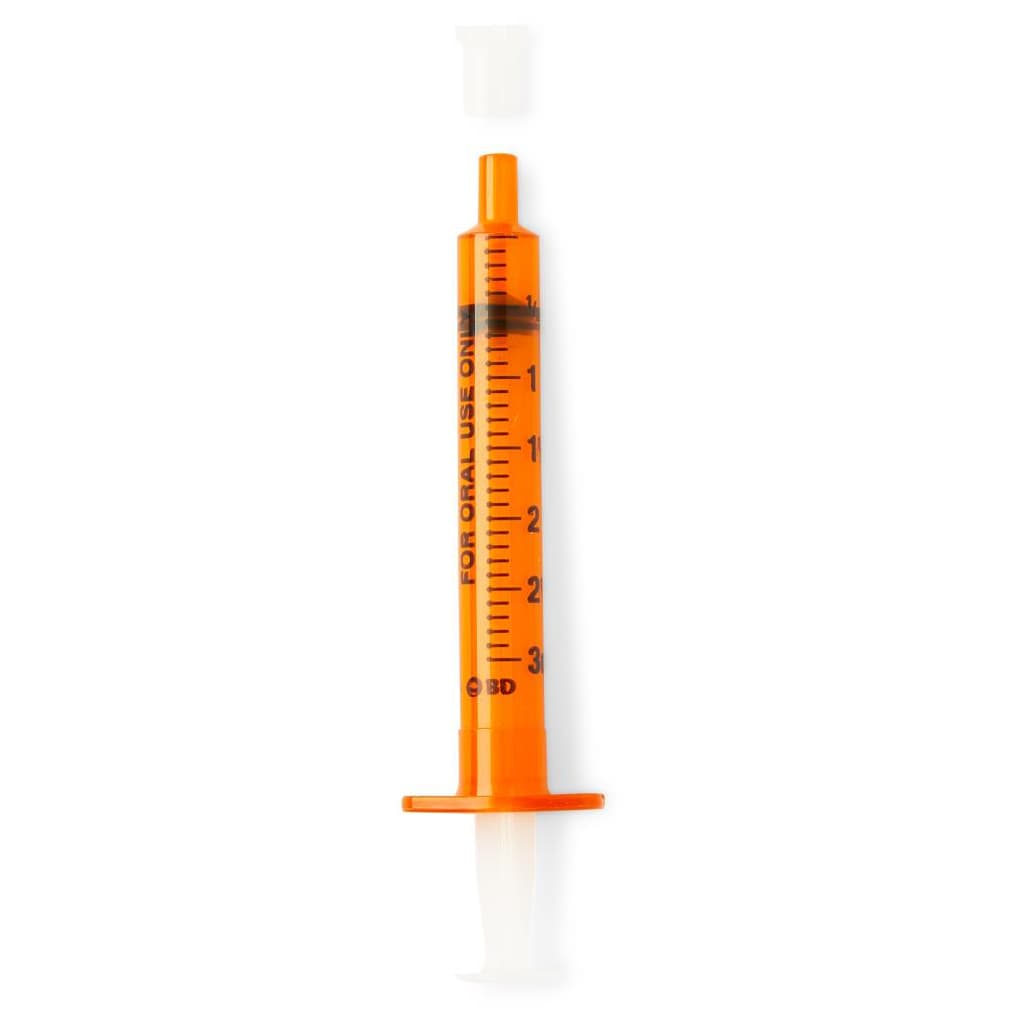 BD Amber Oral Syringe with Tip Cap, 3 ml - Case of 500 - Image 1