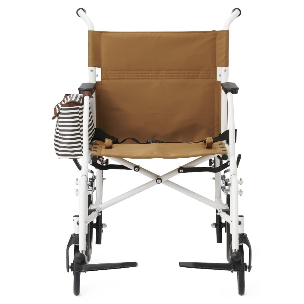 Medline Basic Steel Transport Chair, White Frame/Tan Upholstery - Each - Image 1